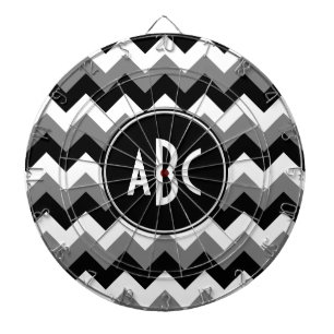 Geborduurd Grijs Zwart en Wit Zigzag Dartbord