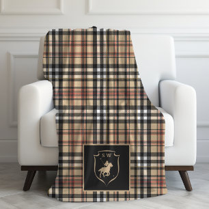 Geborduurd Klassiek Tartan Schotlandruit Polo Moch Fleece Deken