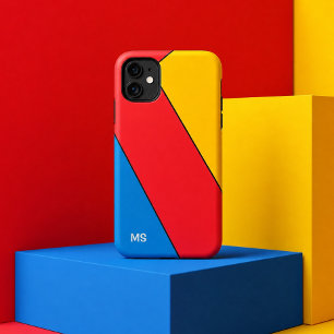 Geborduurd Mid Century Bauhaus Retro Kleurblok iPhone 15 Pro Max Hoesje