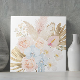Geborduurd Mooi Tropisch Bloemenboeket Bloemstuk Tegeltje