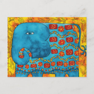 Geborduurd olifant waterverf illustratie briefkaart