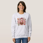 Geborduurd Turkije Thanksgiving Sweatshirt (Voorkant volledig)