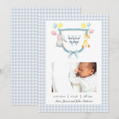 Geborduurd wapen met waterverf dier geboorte aankondiging (Voorkant / Achterkant)