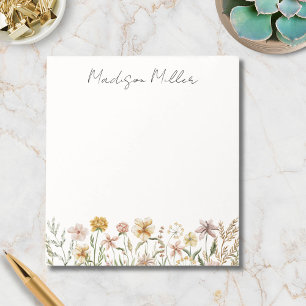 Geborduurd Waterverf Wilde Bloemen Weide Bloem Notitieblok