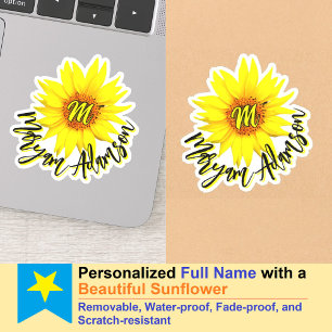 Geborduurd Zonnetje Meisje Tag - Handgeschreven Na Sticker