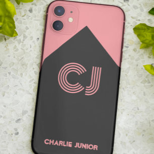 Geborduurd zwart en roze retro iPhone 11 hoesje