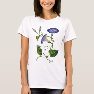 Geborduurde Blauwe Morgenwinden T-shirt