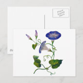 Geborduurde Blauwe Morning Glories Briefkaart (Voorkant / Achterkant)