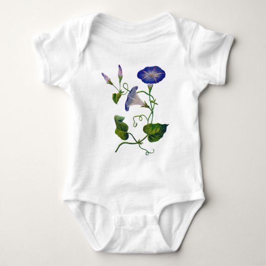 Geborduurde Blauwe Morning Glories Romper (Voorkant)