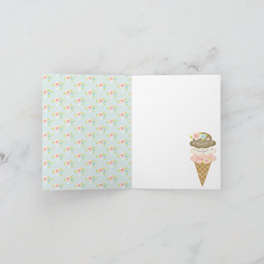 Geborduurde bloem ijsje douche bedankje bedankkaart (Binnen)