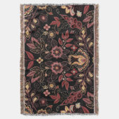 Geborduurde bloemen, donkere  elegantie deken (Voorkant Verticaal)
