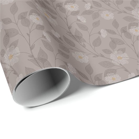 Geborduurde bloemen en bladeren, naadloos design. cadeaupapier (Rol Hoek)