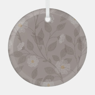 Geborduurde bloemen en bladeren, naadloos design. glas ornament