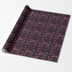 Geborduurde bloemen: mode naadloos patroon cadeaupapier