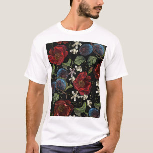 Geborduurde bloemen: Renaissance naadloos patroon T-shirt