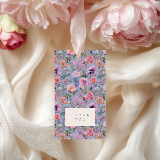 Geborduurde bloemenbruiloft Initialen dank u Cadeaulabel