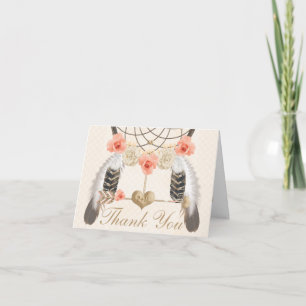 Geborduurde Blush Droomvanger Huwelijk Bedankkaart