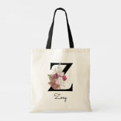Geborduurde Boho Bloemen Initiaal Z Tote Bag (Achterkant)