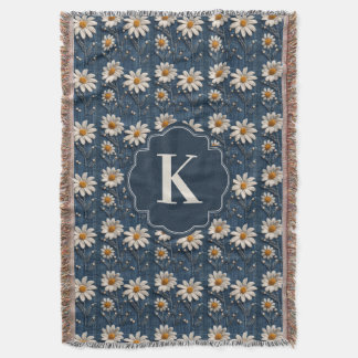 Geborduurde Daisy Denim Deken | Monogram