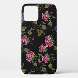 Geborduurde Datura bloemen: botanische kunst iPhone 12 Hoesje