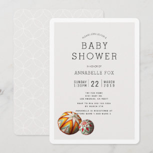 Geborduurde draadballen Baby shower Uitnodiging
