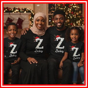 Geborduurde Familie Kerst Antilopen Santa Hoed T-shirt