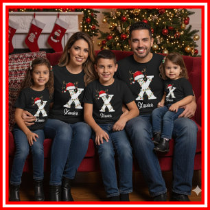 Geborduurde Familie Kerst Antilopen Santa Hoed T-shirt