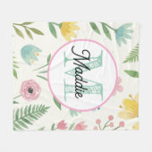 Geborduurde fleece deken florl (Voorkant (Horizontaal))