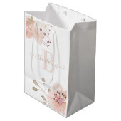 Geborduurde foto waterverf perzik bloem cadeautas (Voorkant Gekanteld)