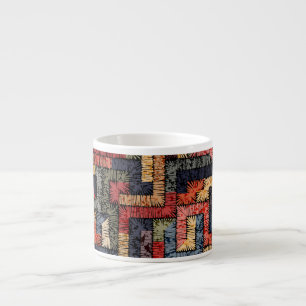 Geborduurde geometrische, etnische textuur espresso kop