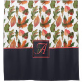 Geborduurde herfstbladeren Blauwe Sinaasappel Herf Douchegordijn (Voorkant)
