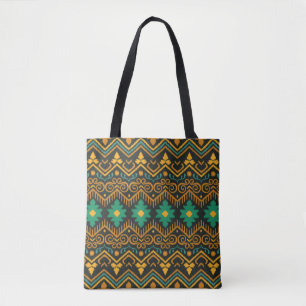 Geborduurde Ikat stof etnisch ontwerp Draagtas