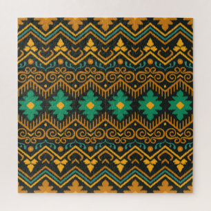 Geborduurde Ikat stof etnisch ontwerp Legpuzzel