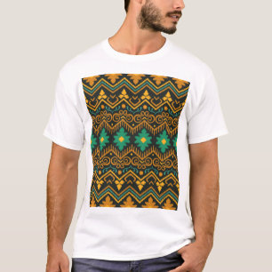 Geborduurde Ikat stof etnisch ontwerp T-shirt