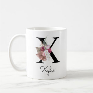 Geborduurde Initiaal S Roze Boho Meisjesachtig Blo Koffiemok