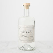 Geborduurde kant bruiloft fles label likeurfles etiket (Voorkant)