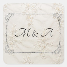 Geborduurde kant bruiloft plein Sticker