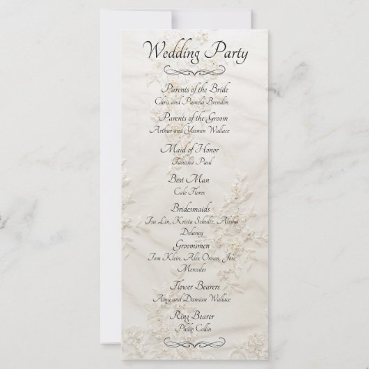 Geborduurde kant bruiloft programma (Achterkant)