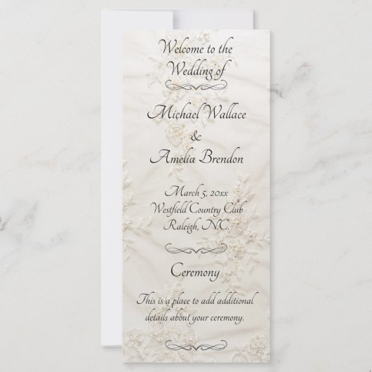 Geborduurde kant bruiloft programma (Voorkant)