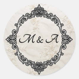 Geborduurde kant bruiloft ronde Sticker