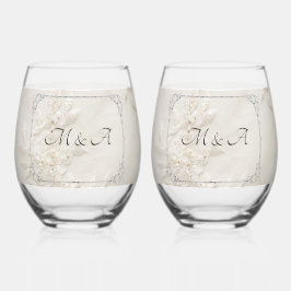 Geborduurde kant bruiloft Stemloos wijnglas Wijnglas Zonder Voet