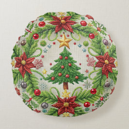 Geborduurde kerst Sierkussen feestelijke vakantie Rond Kussen