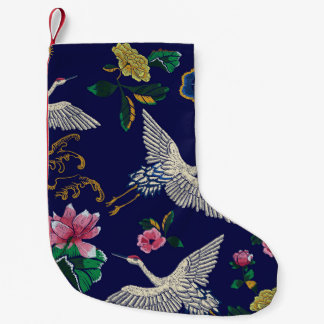 Geborduurde kranen en bloemen,  naadloos p kleine kerstsok