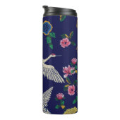 Geborduurde kranen en bloemen, naadloos p thermosbeker (Geroteerd rechts)