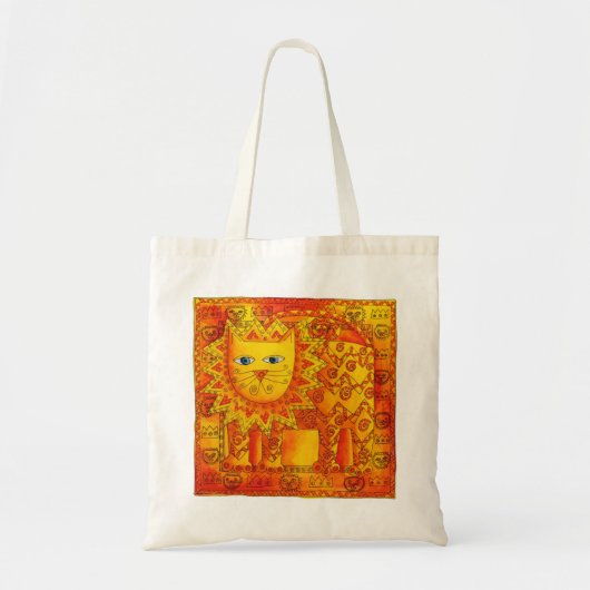 Geborduurde Leeuw Waterverf Illustratie Tote Bag (Voorkant)