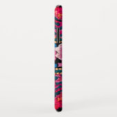 Geborduurde look bloemenboho zwart roze Case-Mate iPhone case (Achterkant/rechts)