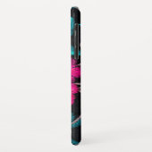 Geborduurde look bloemenboho zwart roze Case-Mate iPhone case (Achterkant/links)