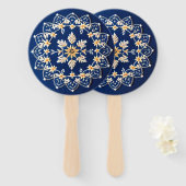  geborduurde look Blue Hand Fans Handwaaier (Voorkant en achterkant)