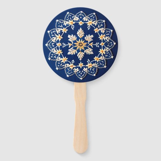  geborduurde look Blue Hand Fans Handwaaier (Voorkant)