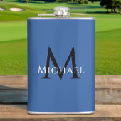 Geborduurde naam initiaal zwart blauw op maat gema heupfles